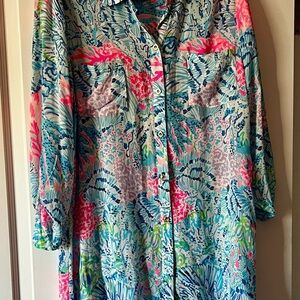 Lilly Pulitzer Natalie Patterned Cover-Up Shirtdress